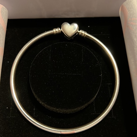 Authentic Pandora moments heart and butterfly sterling silver bangle - Picture 2 of 5